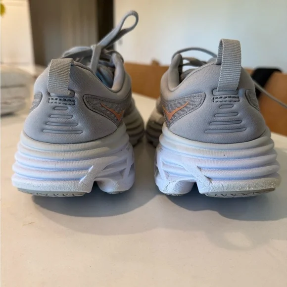 Hoka Women's Athletic Shoe size 7B in Gray and Coral in style W Bondi 8 - Picture 3 of 9